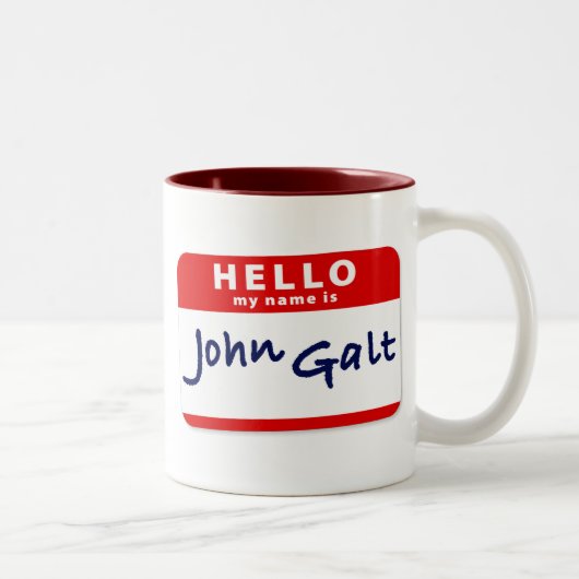 Hallo ist mein Name John Galt Zweifarbige Tasse (Rechts)