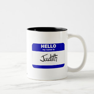 Hallo ist mein Name Judith (blau) Zweifarbige Tasse