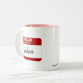 Hallo ist mein Name Kaden (rot) Zweifarbige Tasse (Vorderseite Links)