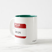 Hallo ist mein Name Karen (rot) Zweifarbige Tasse (Vorderseite Links)