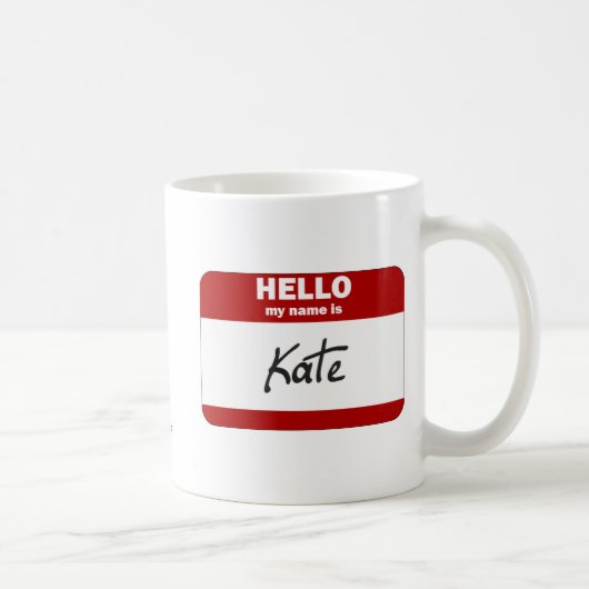 Hallo ist mein Name Kate (rot) Kaffeetasse (Rechts)