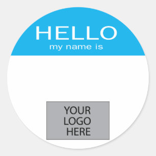 Hallo ist mein Name - mit kundenspezifischem Logo Runder Aufkleber
