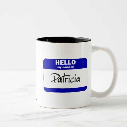 Hallo ist mein Name Patricia (blau) Zweifarbige Tasse (Rechts)
