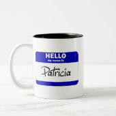 Hallo ist mein Name Patricia (blau) Zweifarbige Tasse (Links)