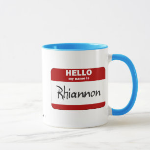 Hallo ist mein Name Rhiannon (rot) Tasse