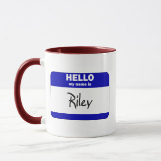 Hallo ist mein Name Riley (blau) Tasse
