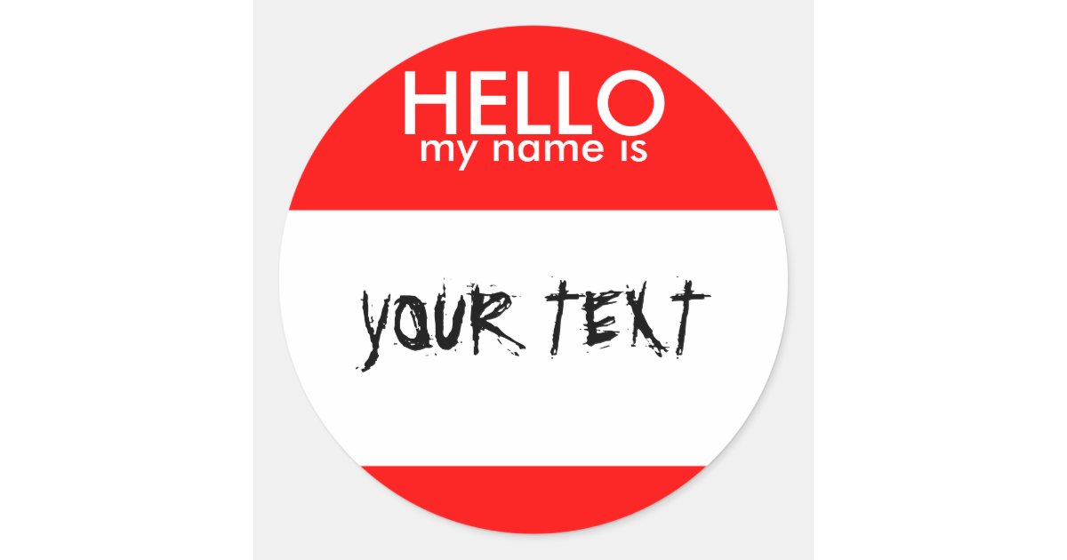HALLO ist mein Name (ROT) Runder Aufkleber Zazzle.de