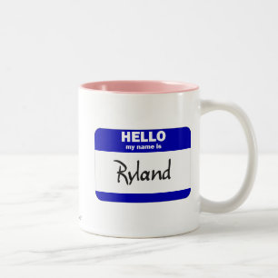 Hallo ist mein Name Ryland (blau) Zweifarbige Tasse