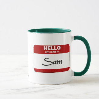 Hallo ist mein Name Sam (rot) Tasse
