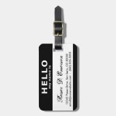 hallo ist mein Name Schwarzweiss Gepäckanhänger (Vorderseite vertikal)