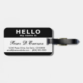 hallo ist mein Name Schwarzweiss Gepäckanhänger (Rückseite horizontal)