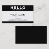 hallo ist mein Name: Schwarzweiss Visitenkarte (Vorne/Hinten)