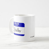 Hallo ist mein Name Shelby (blau) Kaffeetasse (Vorderseite Links)