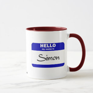 Hallo ist mein Name Simon (blau) Tasse
