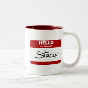 Hallo ist mein Name Stacey (rot) Zweifarbige Tasse