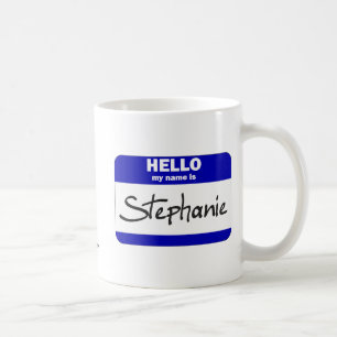 Hallo ist mein Name Stephanie (blau) Kaffeetasse