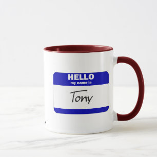 Hallo ist mein Name Tony (blau) Tasse