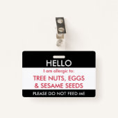 Hallo ist mein Name zur Kindergewohnheits-Allergie Ausweis (Vorderseite mit Klammer)