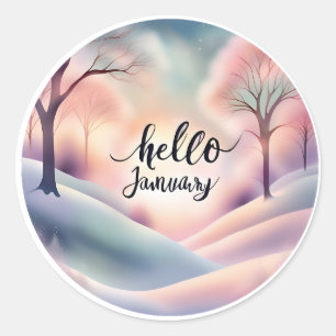 Hallo Januar Runder Aufkleber