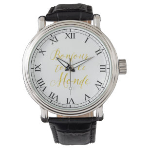 Hallo jeder!  Bonjour Kundenwerber Le Monde! Armbanduhr
