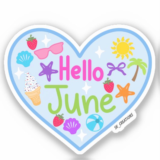 Hallo Juni Aufkleber (Vorderseite)