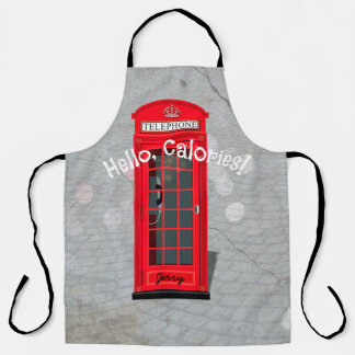 Hallo, Kalorien! Rote Londoner Telefonzelle Schürze