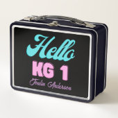 Hallo KG1, zurück zur Schule Metall Brotdose (Vorderseite)