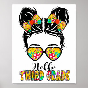 Hallo Kids dritte Klasse unordentlicher Bun Mädche Poster
