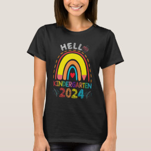 Hallo Kindergarten 2024 Retro Regenbogen für Lehre T-Shirt