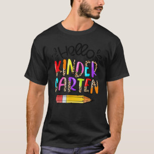 Hallo Kindergarten Boho Leopard Zurück zur Schule T-Shirt