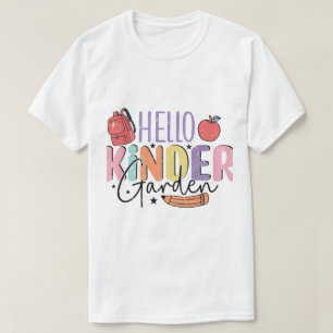 Hallo Kindergarten Buntes Zurück-in-die-Schule T-Shirt