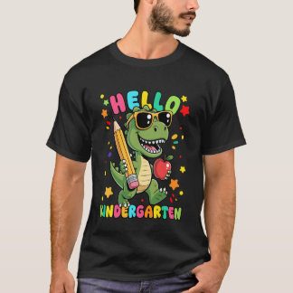 Hallo Kindergarten Dinosaur Erster Tag zurück in d T-Shirt