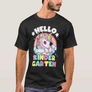 Hallo Kindergarten Einhorn Niedliche Kinder Mädche T-Shirt