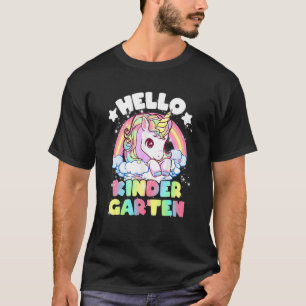 Hallo Kindergarten Einhorn Niedliche Kinder Mädche T-Shirt