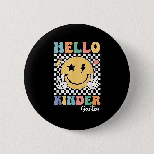 Hallo Kindergarten Lehrer Kinder Retro Smile Back Button (Vorderseite)