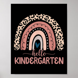 Hallo Kindergarten Lehrer Leopard Regenbogen Zurüc Poster