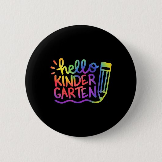 Hallo Kindergarten Lehrer Tie Dye Willkommen Byck Button (Vorderseite)