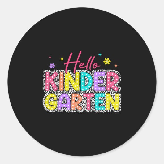 Hallo Kindergarten Leopard Back School Educate Cl Runder Aufkleber (Vorderseite)