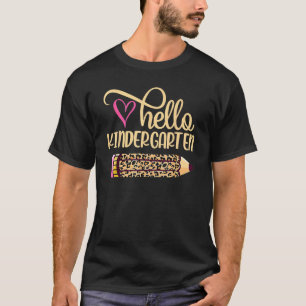 Hallo Kindergarten Leopard Bleistift Zurück zur Sc T-Shirt