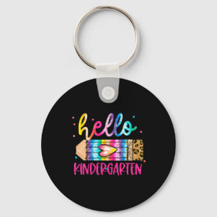 Hallo Kindergarten Leopard Tie Dye Bleistift Süßer Schlüsselanhänger