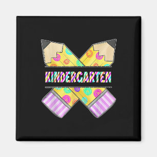 Hallo Kindergarten Leopard Tie Dye Bleistift T-Shi Magnet