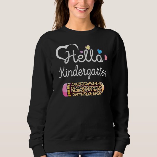Hallo Kindergarten Leopard zurück zum Lehrer Sweatshirt (Vorderseite)