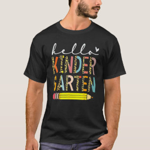 Hallo Kindergarten Leopard Zurück zur Schule Lehre T-Shirt