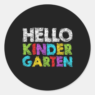 Hallo Kindergarten Lustiger Rückkehr zur Schule Sc Runder Aufkleber