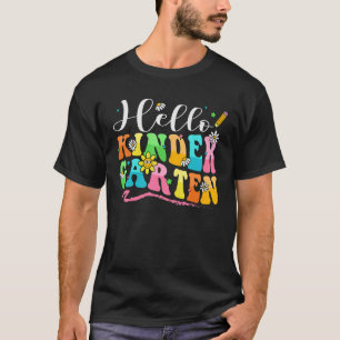 Hallo Kindergarten Niedlicher Bleistift Regenbogen T-Shirt