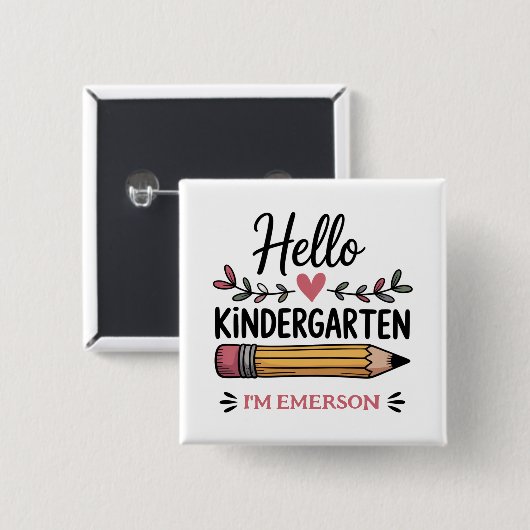 Hallo Kindergarten Personalisiert zurück zur Schul Button (Vorne & Hinten)