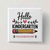 Hallo Kindergarten Personalisiert zurück zur Schul Button (Vorderseite)