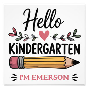Hallo Kindergarten Personalisiert zurück zur Schul Fotodruck
