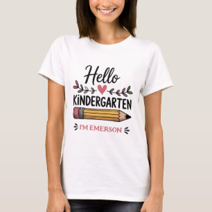 Hallo Kindergarten Personalisiert zurück zur Schul T-Shirt