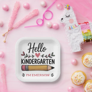 Hallo Kindergarten Personalisierter Rückkehr zur S Pappteller